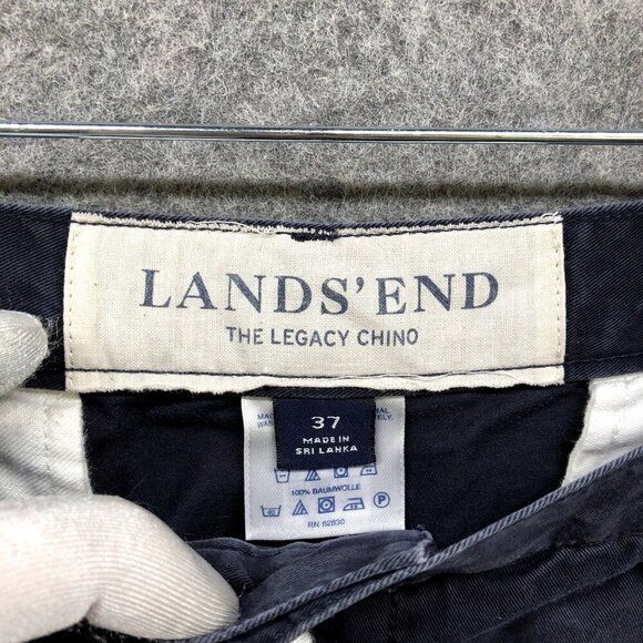 Lands' End Pleated Front Chino Shorts Mens Size 37 Navy Blue Legacy Chino Khaki - Picture 4 of 8